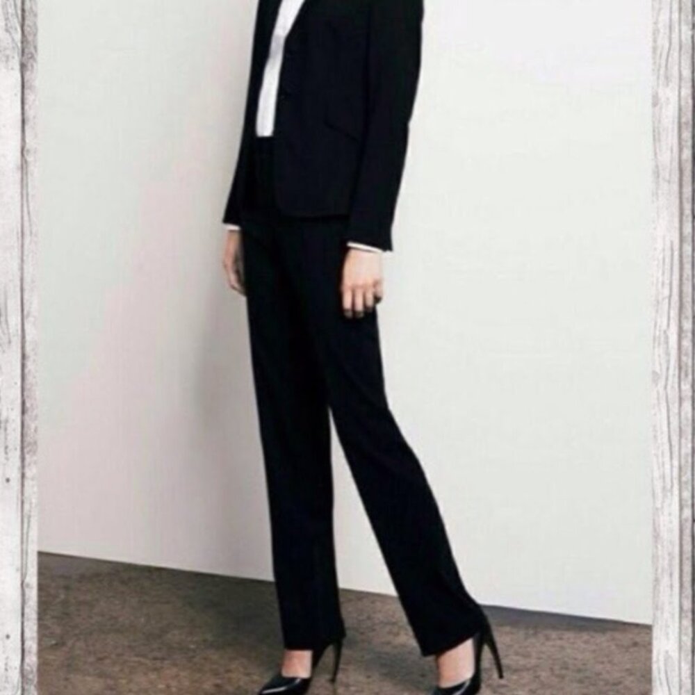 AKRIS Punto Black Straight Wool Dress Pants Quiet Luxury Career Work Women's 14